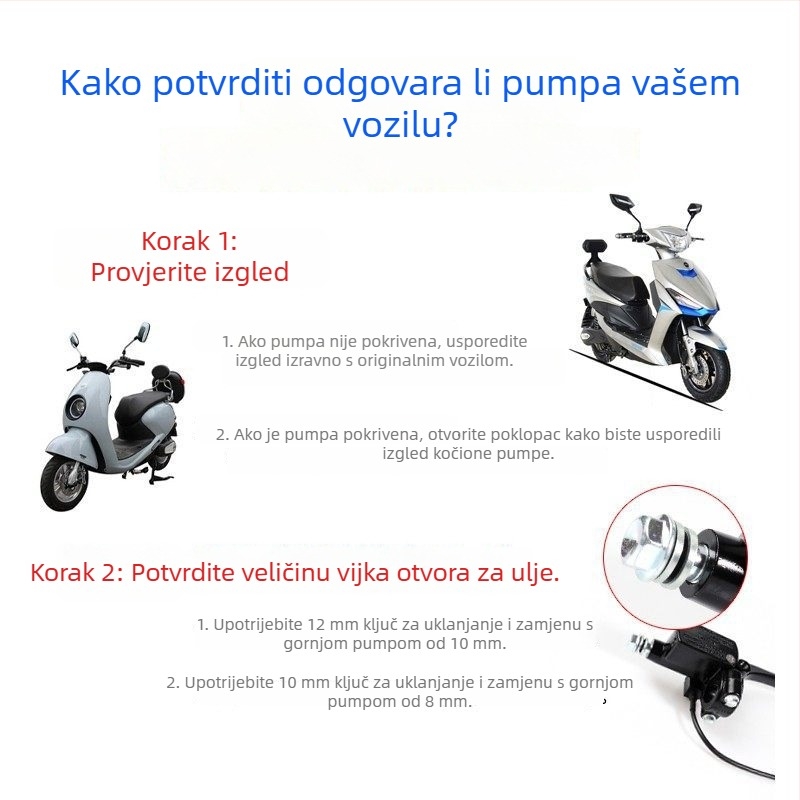 Univerzalna modifikacija pumpe disk‑brake za električni motocikl, 8 mm spoj za crijevo, 10 mm aluminijska legura, osjetljivi prekidač za isključivanje