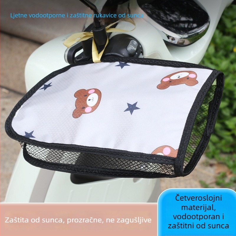Ljetne rukavice za električna vozila: zaštita od sunca za motocikle, navlaka za upravljač, prozračne, vodootporne, 3D dizajn crtića za vožnju