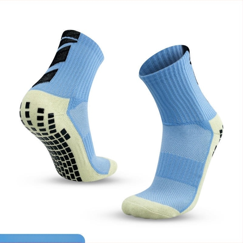 Unisex sportske čarape srednje i kratke duljine, žuta potplata sa kvadratnim točkicama, protuklizne i prozračne, nogometne čarape