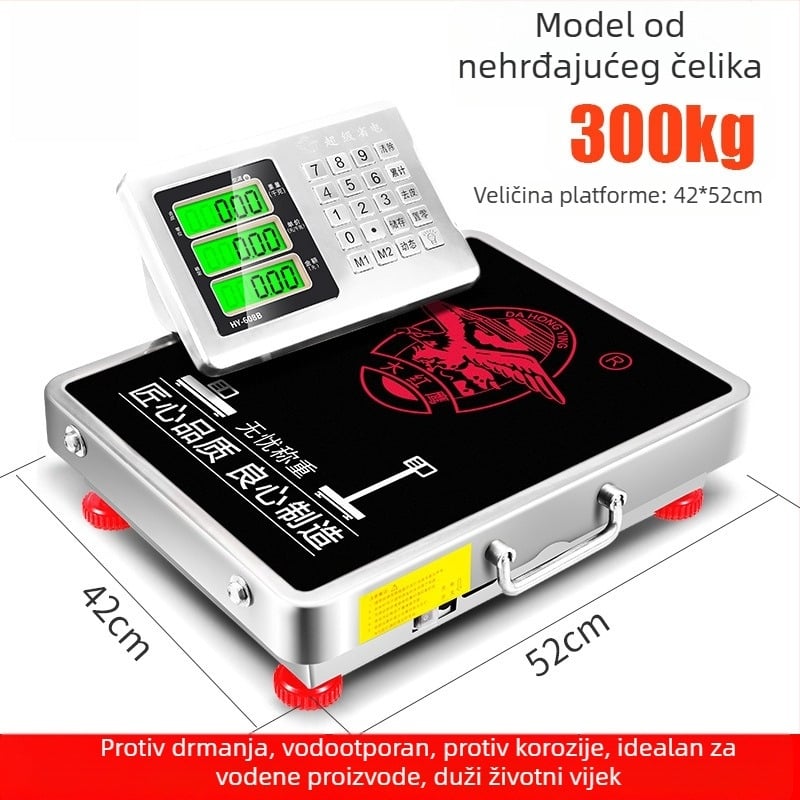 Bežična prijenosna trgovinska elektronička vaga, kapacitet 300 kg, ručna, odvojiva, kompaktna