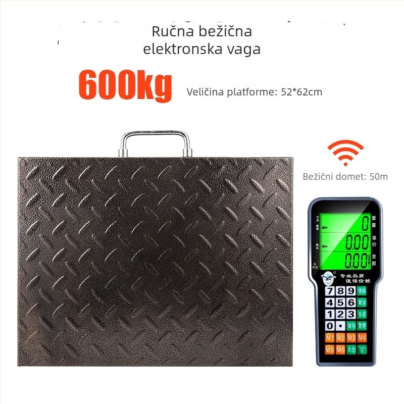 Bežična prijenosna trgovinska elektronička vaga, kapacitet 300 kg, ručna, odvojiva, kompaktna