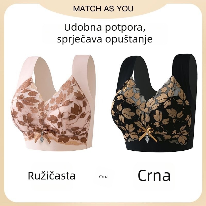 Veliki veličina čipkasti bezšivne push-up grudnjak za velike grudi, podrška leđa, podiže i oblikuje bočne dojke, žensko donje rublje