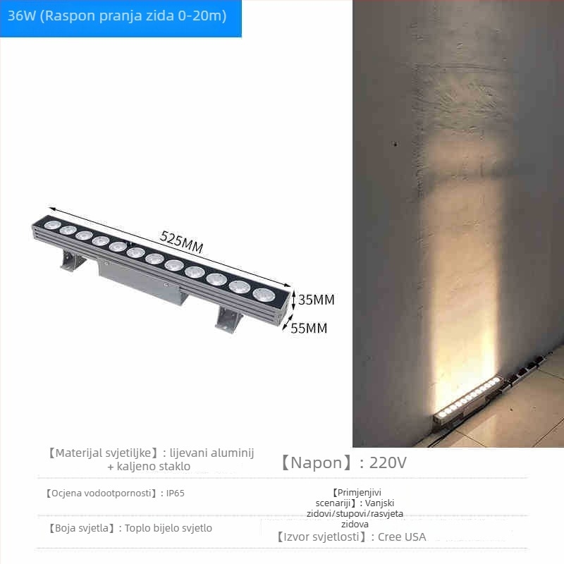 LED vanjski vodootporni zidni projektor, IP65, visoka svjetlost, osvjetljenje fasade