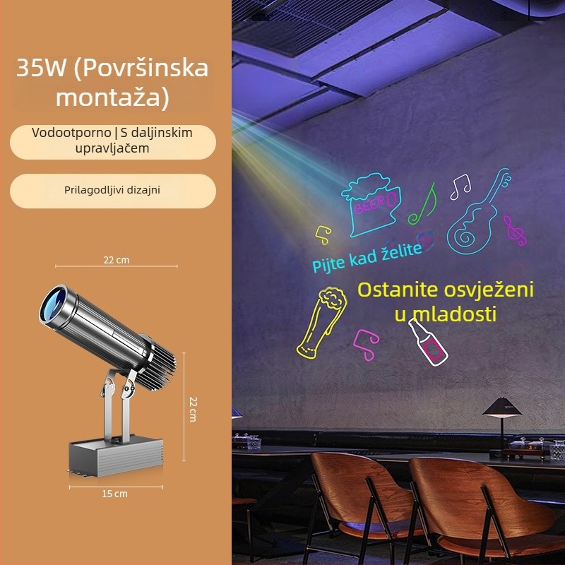 Projekcijska LED lampica za reklamni logotip za izloge i vanjsko osvjetljenje