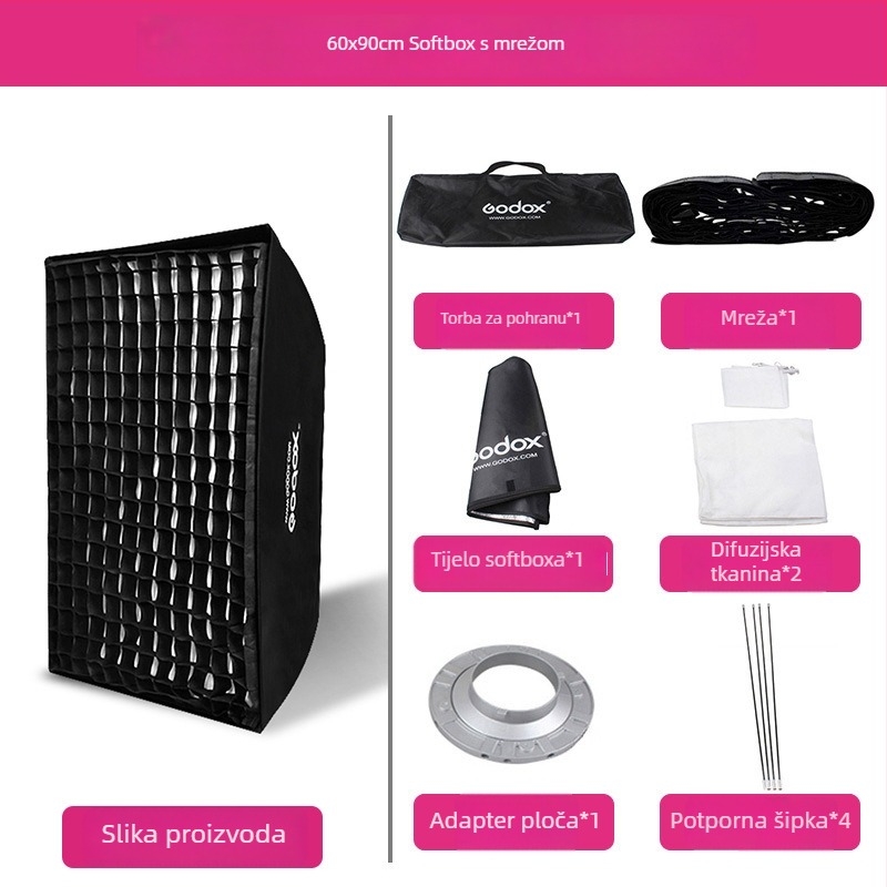 Shenniu Softbox 60×90 cm za fotografiju – unutarnje studijsko portretno osvjetljenje