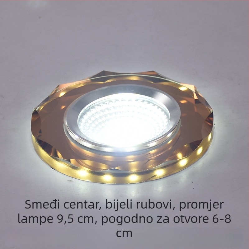 2026 kristalni LED ugradni downlight 3W, stropna svjetiljka za dnevni boravak, promjena boje, 6/7.5/8 cm