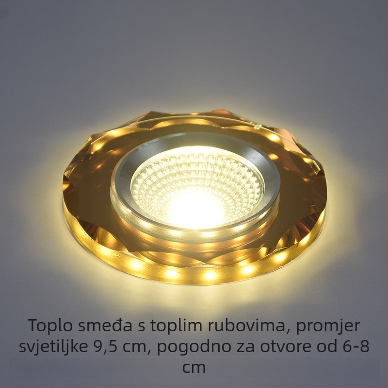 2026 kristalni LED ugradni downlight 3W, stropna svjetiljka za dnevni boravak, promjena boje, 6/7.5/8 cm
