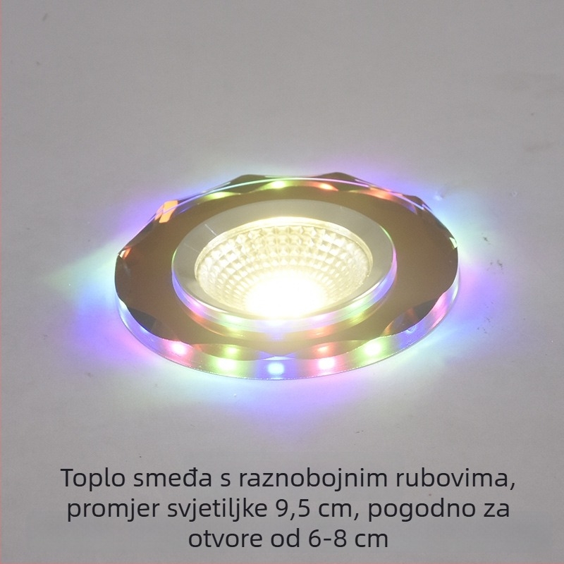 2026 kristalni LED ugradni downlight 3W, stropna svjetiljka za dnevni boravak, promjena boje, 6/7.5/8 cm