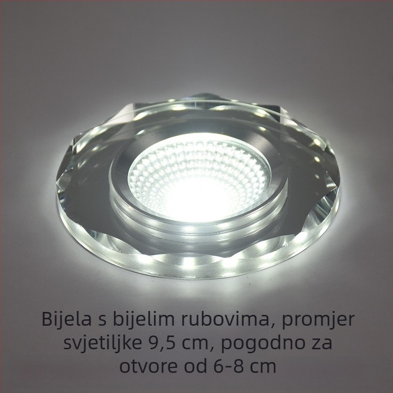 2026 kristalni LED ugradni downlight 3W, stropna svjetiljka za dnevni boravak, promjena boje, 6/7.5/8 cm