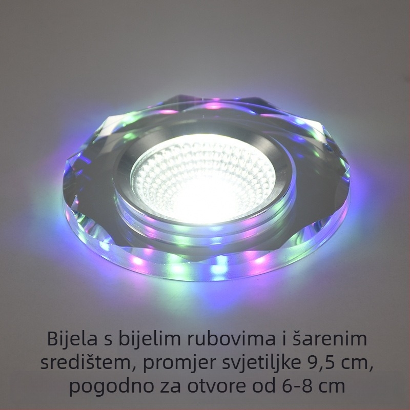 2026 kristalni LED ugradni downlight 3W, stropna svjetiljka za dnevni boravak, promjena boje, 6/7.5/8 cm
