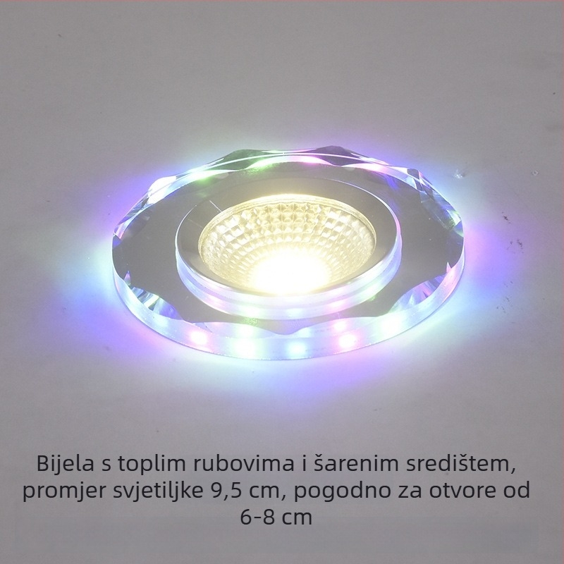 2026 kristalni LED ugradni downlight 3W, stropna svjetiljka za dnevni boravak, promjena boje, 6/7.5/8 cm