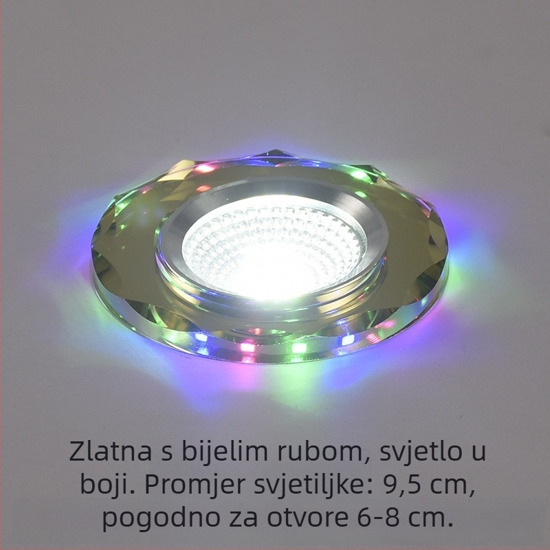 2026 kristalni LED ugradni downlight 3W, stropna svjetiljka za dnevni boravak, promjena boje, 6/7.5/8 cm