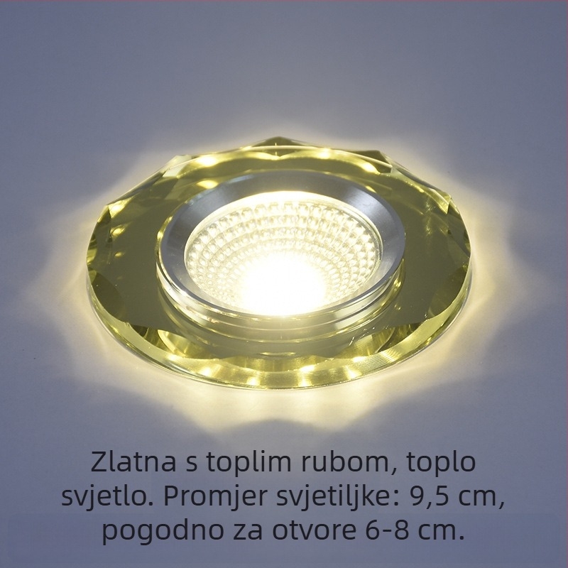 2026 kristalni LED ugradni downlight 3W, stropna svjetiljka za dnevni boravak, promjena boje, 6/7.5/8 cm