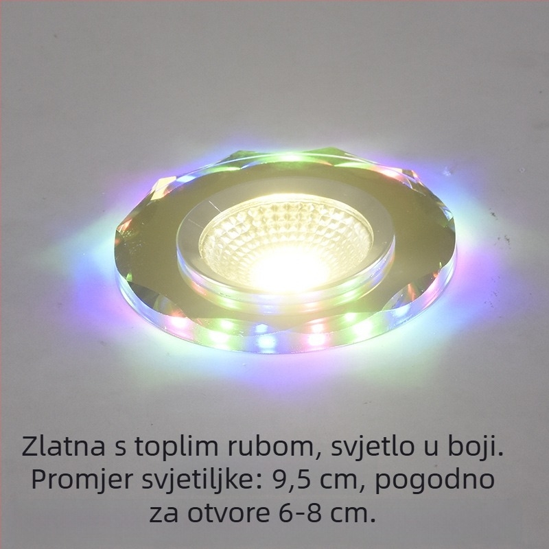 2026 kristalni LED ugradni downlight 3W, stropna svjetiljka za dnevni boravak, promjena boje, 6/7.5/8 cm