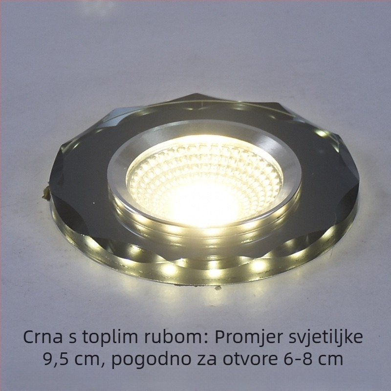 2026 kristalni LED ugradni downlight 3W, stropna svjetiljka za dnevni boravak, promjena boje, 6/7.5/8 cm