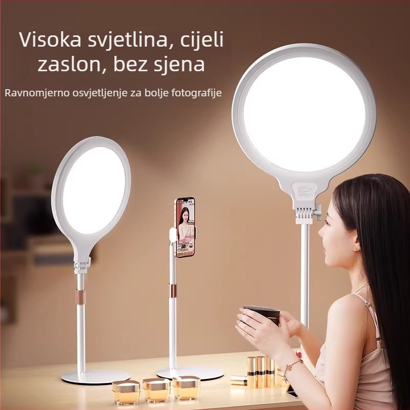 Svjetlo za emitiranje bez sjena — osvjetljenje lica za streamere, nježno svjetlo za lice za stolno snimanje