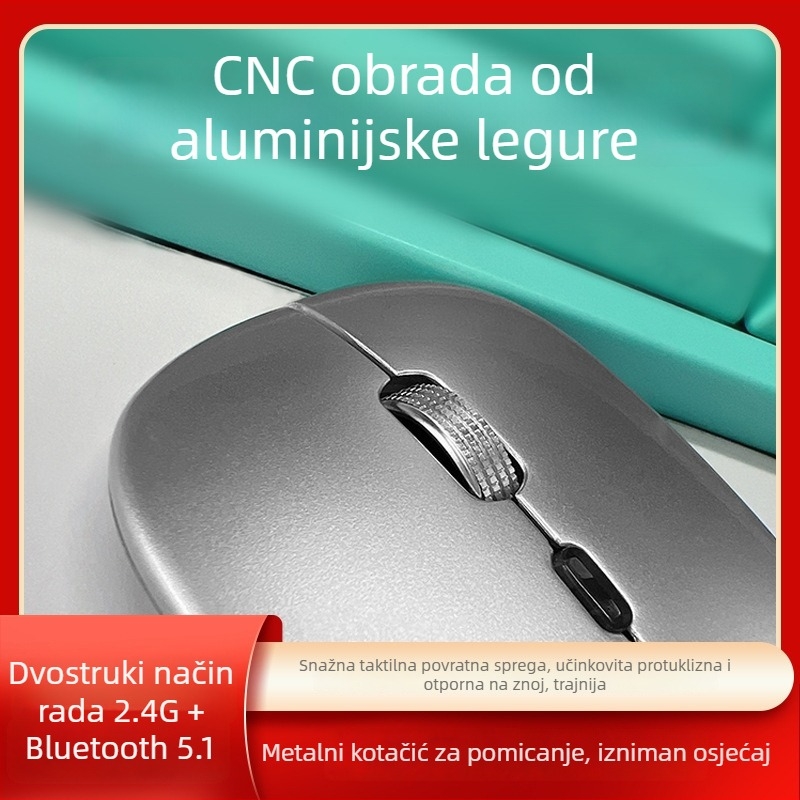 Bluetooth bežični miš, ultra tanak, dvomodni optički senzor, tih, USB punjenje