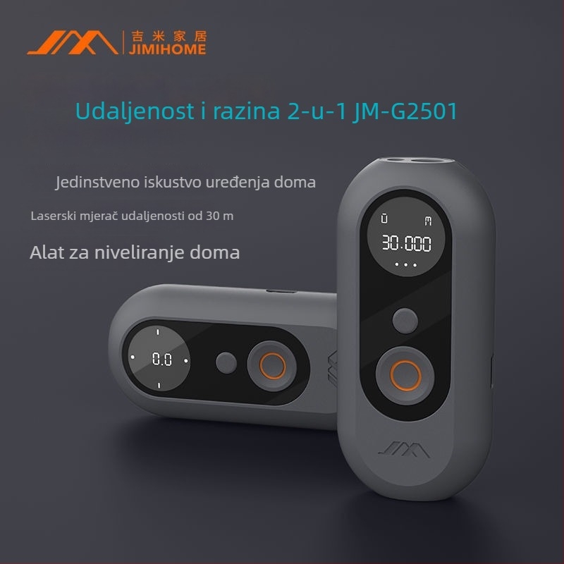 Jimmy Home Mini laserski mjerač udaljenosti i libela, 2-u-1 ručni instrument visoke preciznosti s infracrvenim mjerenjem