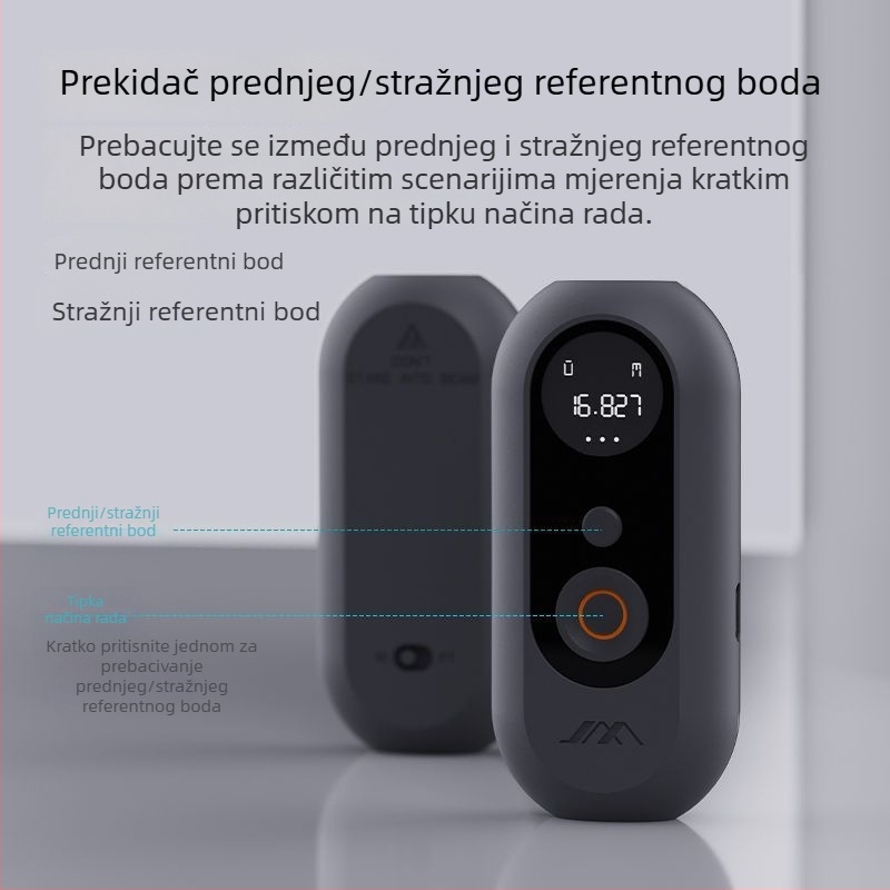 Jimmy Home Mini laserski mjerač udaljenosti i libela, 2-u-1 ručni instrument visoke preciznosti s infracrvenim mjerenjem