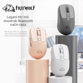Liberty Wolf A3 bežični Bluetooth miš s dvostrukim režimom, punjiv, za kućnu ured i igru, kompatibilan s laptopom