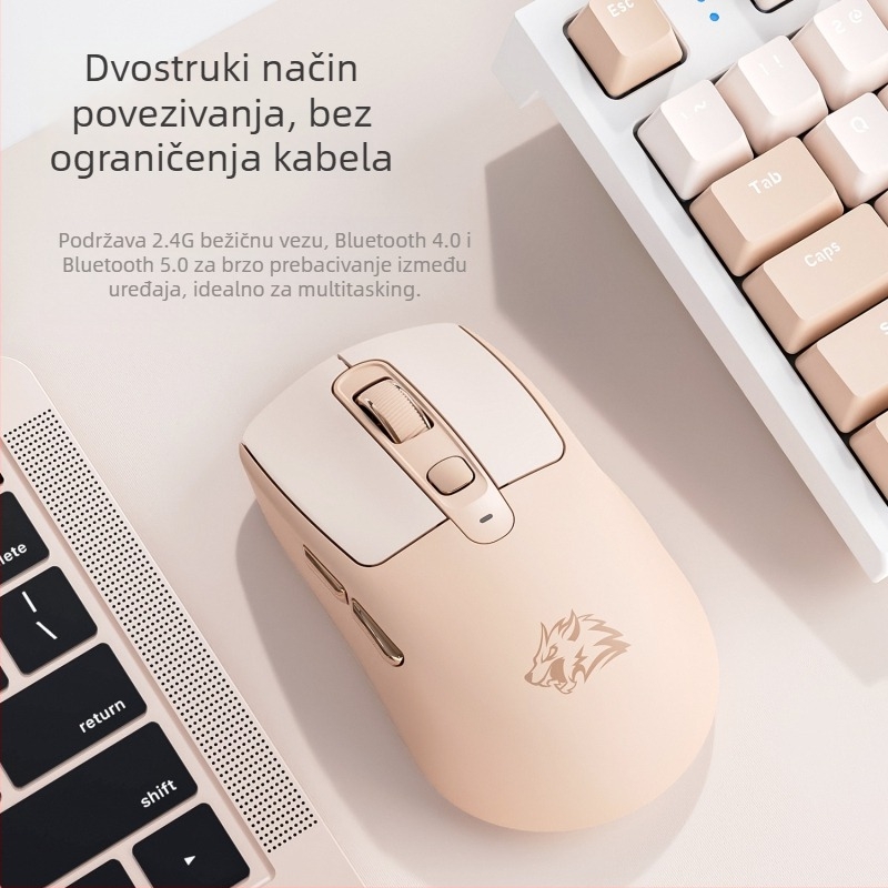 Liberty Wolf A3 bežični Bluetooth miš s dvostrukim režimom, punjiv, za kućnu ured i igru, kompatibilan s laptopom