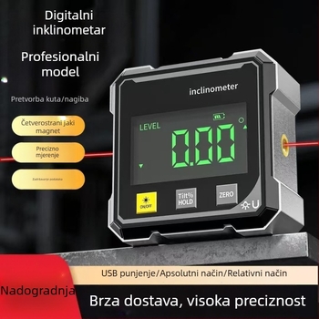 Visoko precizan digitalni laserski mjerač s ugrađenom libelom za mjerenje kuta i nagiba