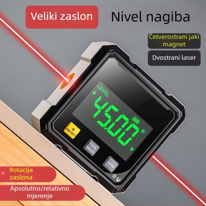 Visoko precizan digitalni laserski mjerač s ugrađenom libelom za mjerenje kuta i nagiba