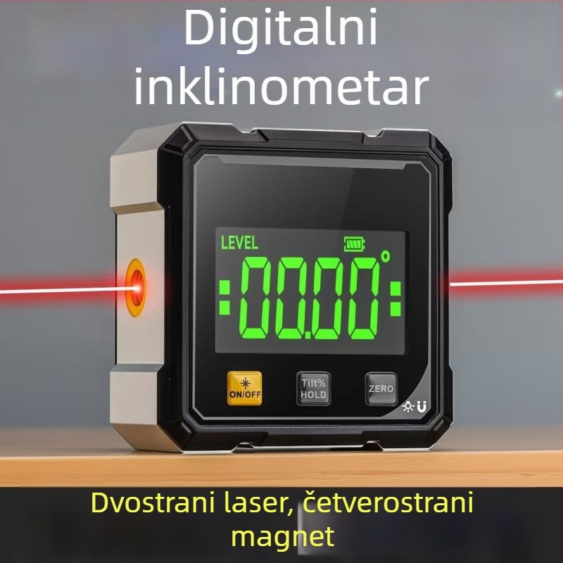Visoko precizan digitalni laserski mjerač s ugrađenom libelom za mjerenje kuta i nagiba