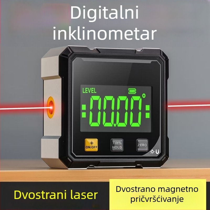 Visoko precizan digitalni laserski mjerač s ugrađenom libelom za mjerenje kuta i nagiba