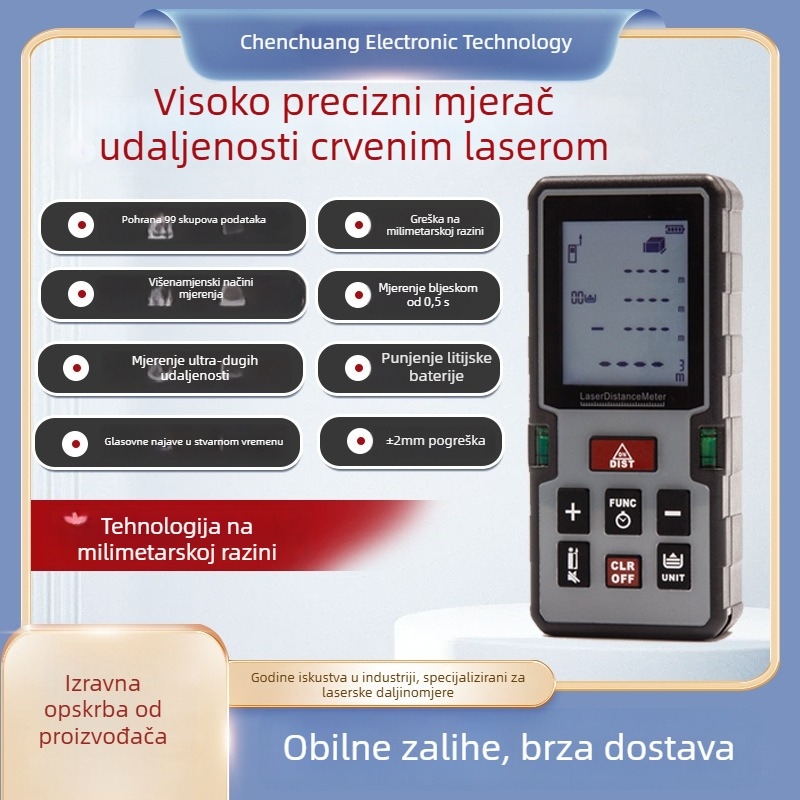 Infracrveni laserski mjerač udaljenosti, ručni, visoke preciznosti