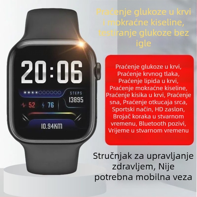 Visoko precizan bezbolan pametni sat za mjerenje šećera u krvi, krvnog tlaka, otkucaja srca, lipida i mokraćne kiseline