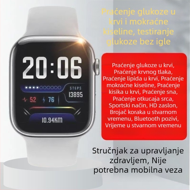 Visoko precizan bezbolan pametni sat za mjerenje šećera u krvi, krvnog tlaka, otkucaja srca, lipida i mokraćne kiseline