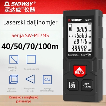 SNDWAY laserski mjerač udaljenosti 40–100 m, visoko precizan mjerni alat, elektroničko ravnalo