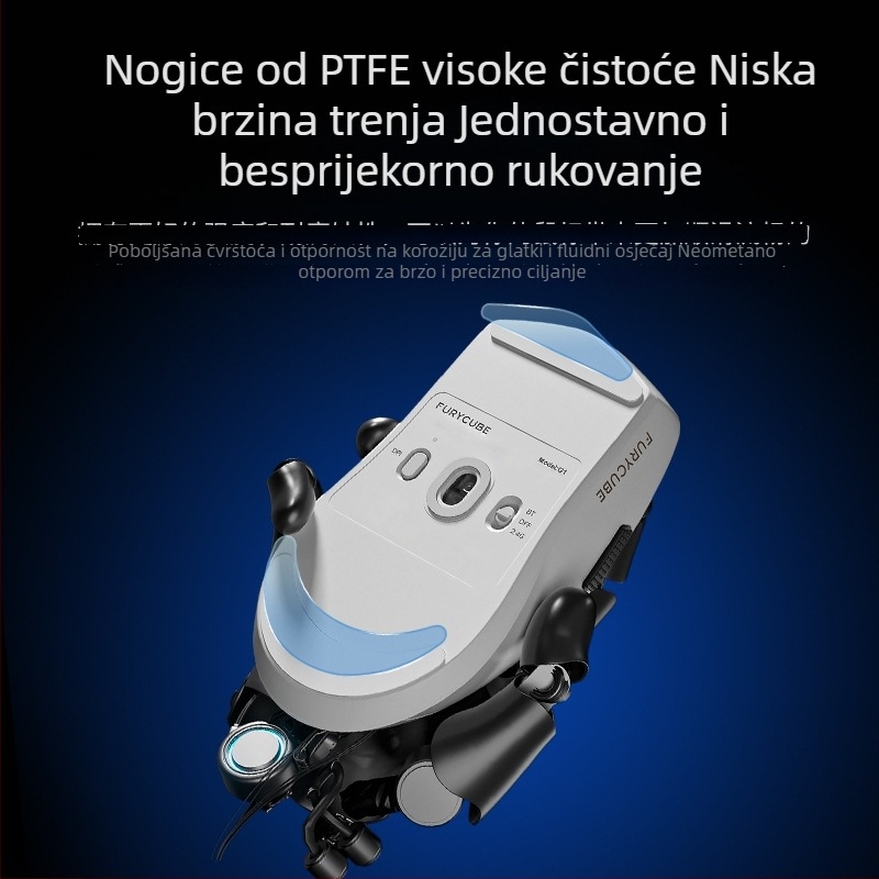 Furycube G1 bežični miš s tri načina, lagan, 2.4G/Bluetooth za gaming i ured