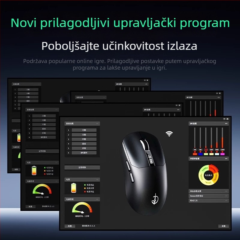 M890 lagani bežični gaming miš s tri načina, Bluetooth, punjiva, zaslon i makro za e-sport