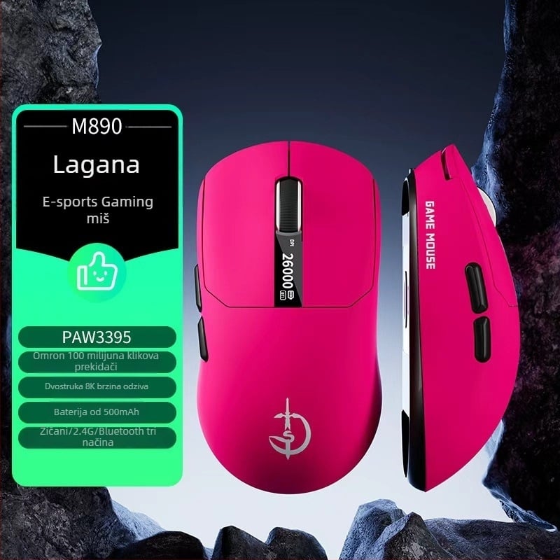 M890 lagani bežični gaming miš s tri načina, Bluetooth, punjiva, zaslon i makro za e-sport