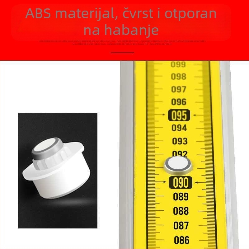Izdržljiv visinomjer od aluminijske legure i nivela, duljine 3 m, 5 m i 7 m
