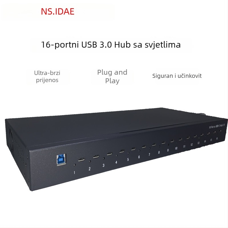 16-portni Type-C rack hub – proširenje, višeprotokolni splitter, USB-C hub visoke brzine