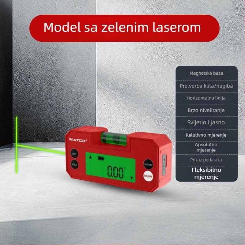 Fengwei Laserski elektronički digitalni inklinometar s magnetskim nivom, elektronički mjerač ugla i nagibni nivon
