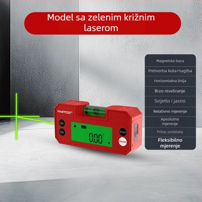 Fengwei Laserski elektronički digitalni inklinometar s magnetskim nivom, elektronički mjerač ugla i nagibni nivon