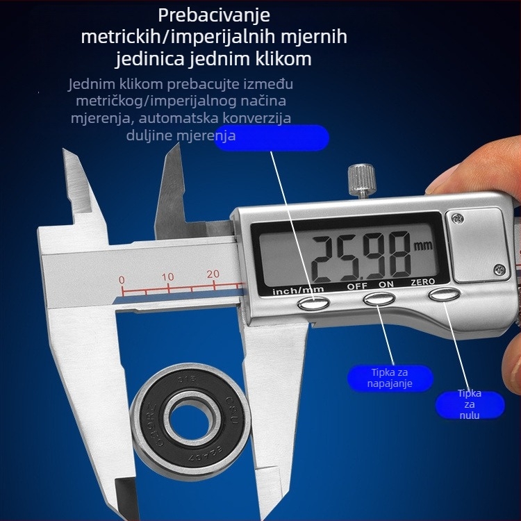Digitalni vernier kaliper visoke preciznosti, industrijske klase, s elektroničkim zaslonom, nehrđajući čelik, mjerenje nefrita i nakita