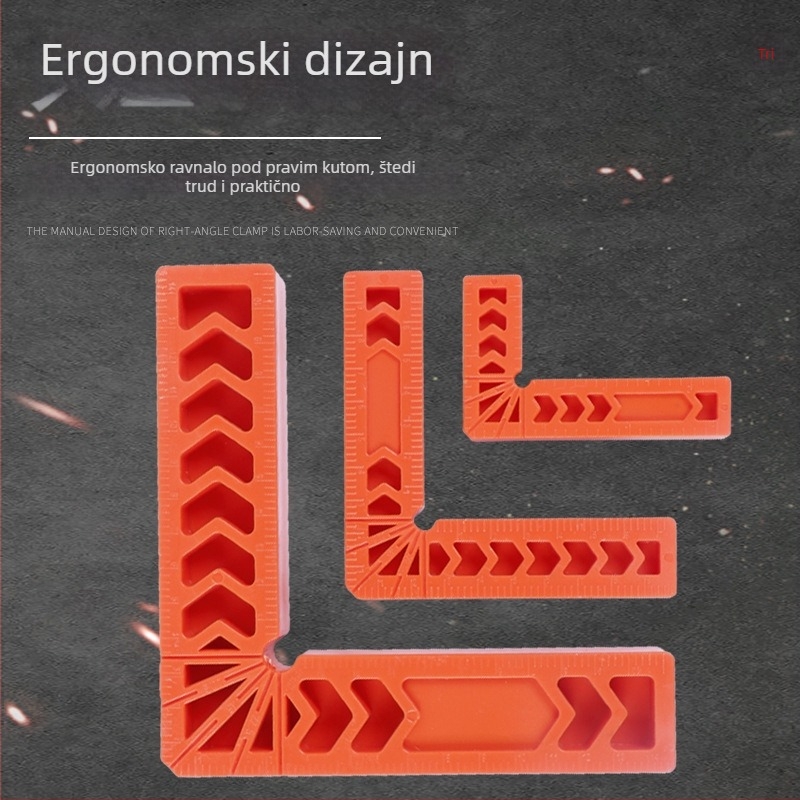 Plastični 90° kutni lokator s mjernom skalom, pravokutno mjerno ravnalo s fiksatorom