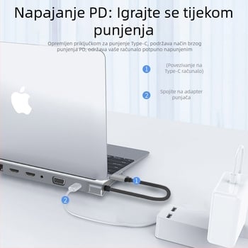 USB 3.0 dvostruki HDMI MST višenamjenski docking station za notebook Type-C 12-u-1 hub