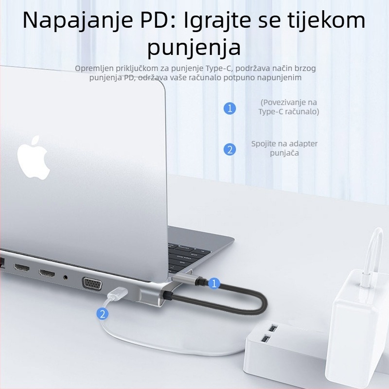 USB 3.0 dvostruki HDMI MST višenamjenski docking station za notebook Type-C 12-u-1 hub