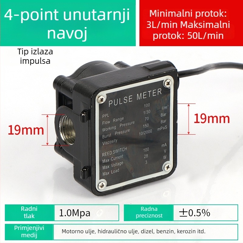 K24 mikro tokomjer za dizel, benzin, metanol i vodu, s elektroničkim vodomjerom i digitalnim zaslonom