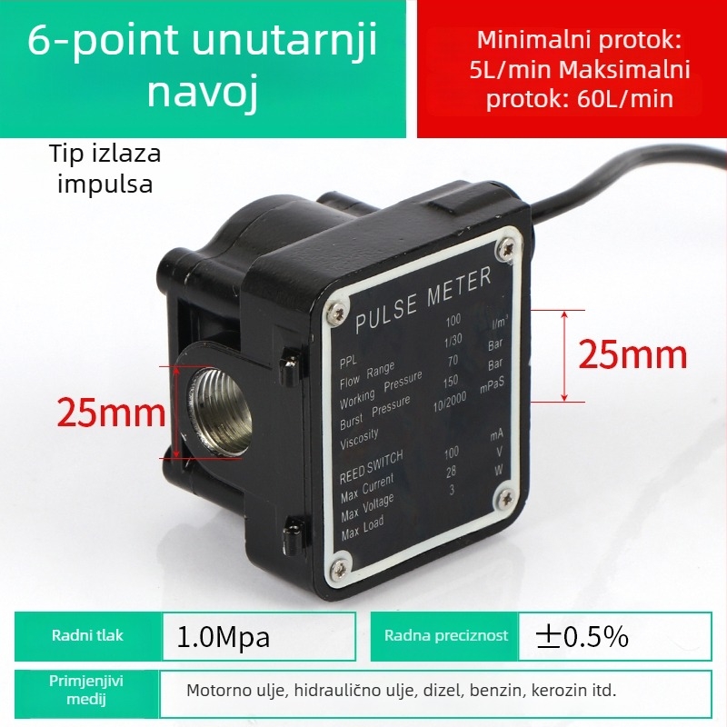 K24 mikro tokomjer za dizel, benzin, metanol i vodu, s elektroničkim vodomjerom i digitalnim zaslonom