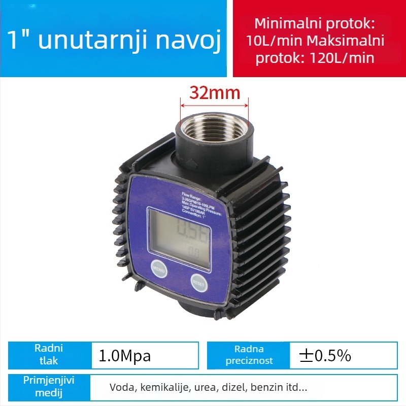 K24 mikro tokomjer za dizel, benzin, metanol i vodu, s elektroničkim vodomjerom i digitalnim zaslonom