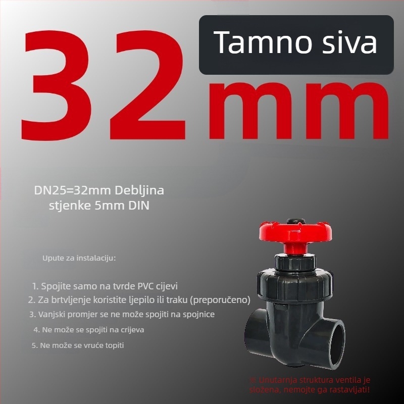 PVC ventil za akvarij s tlumičem buke, preciznim podešavanjem protoka i odvodom za donji filter