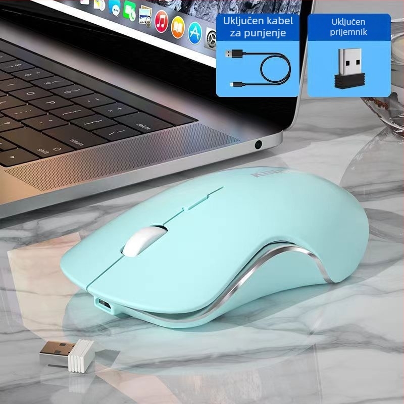 Tiha bežična miša, punjivi, Bluetooth i 2.4G dvostruki način povezivanja, boja Morandi Macaron, za igru i u uredu