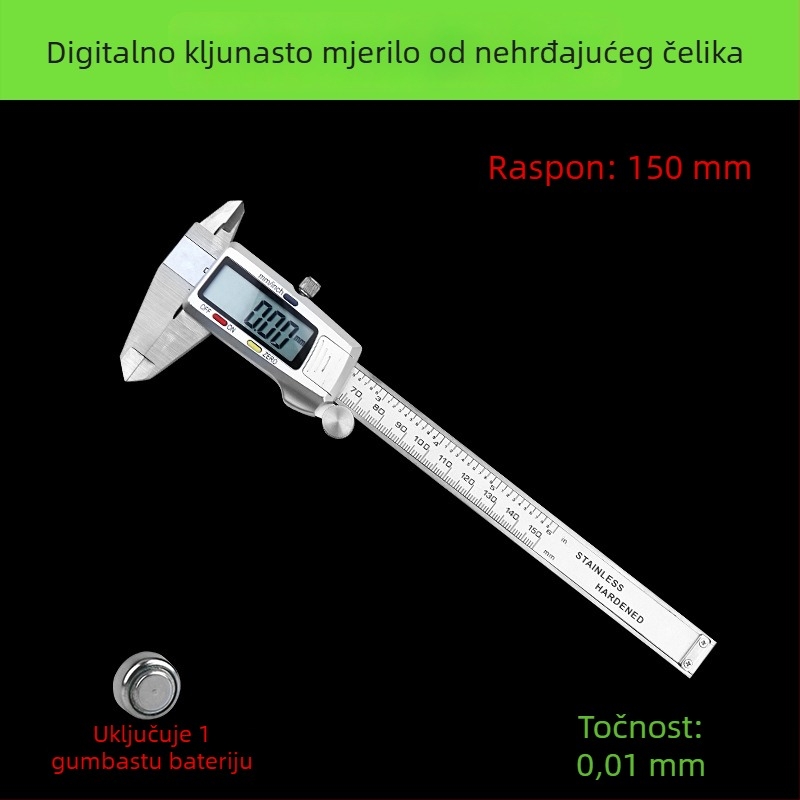 Elektronički digitalni mjerni alat za mjerenje unutarnjeg i vanjskog promjera jade narukvice, s velikim zaslonom